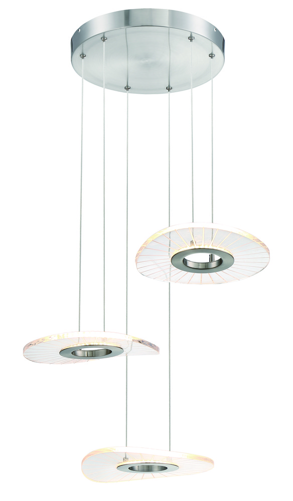 GKL P1783-084-L Light Ray 3Lt Brushed Nickel Adjustable Pendant